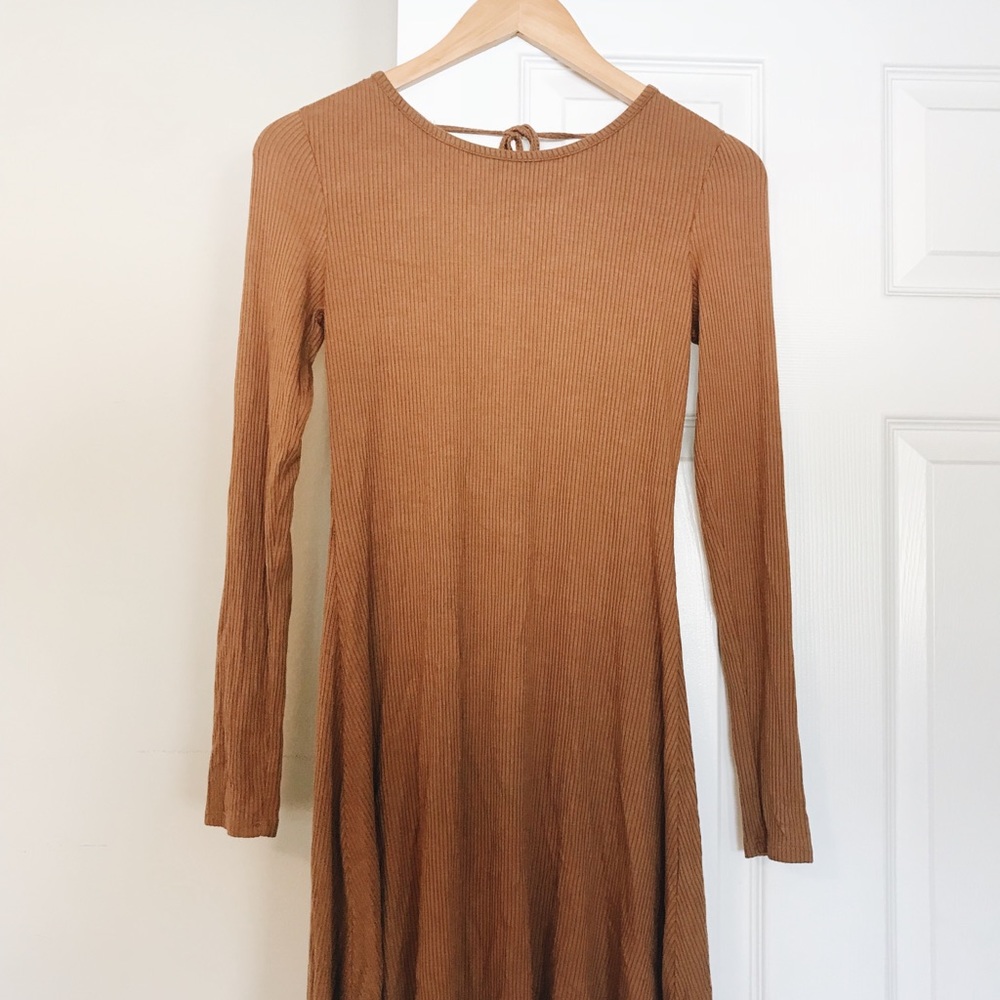 Long sleeve mustard yellow dress